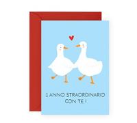 Central 23 Biglietto Primo Anniversario Oca Coppia Un Anno Insieme Romantico Marito Moglie Fidanzato Fidanzata Regalo Amore Per Lui Lei Con Adesivi Di