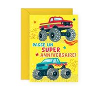 Central 23 Camion Monstre Carte Anniversaire Garçon Enfant Fille Véhicule Course Vient Avec Stickers Cadeau Anniversaire Cadeau Mignon