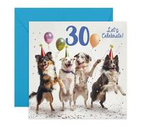 Central 23 Carte anniversaire 30 ans pour femme et homme - Let's Celebrate Dog Birthday 30 - Carte de vœux pour 30e anniversaire - Pour les parents en fourrure - Livré avec des autocollants