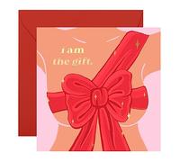Central 23 Carte anniversaire amusante pour lui - « I AM THE GIFT » - Carte de Saint Valentin coquines pour homme humour - Cartes d'anniversaire pour mari petit ami
