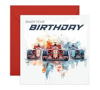 Central 23 Carte anniversaire F1 Birthday - Voiture de course - Carte d'anniversaire pour homme femme - frère petit ami mari - Livré avec des autocollants
