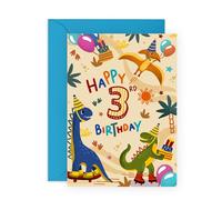 Central 23 Carte anniversaire pour 3e anniversaire - Carte anniversaire dinosaure pour enfant de 3 ans - Cadeau pour fils, petit-fils, cousin - Livré avec des autocollants