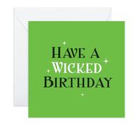 Central 23 Carte anniversaire pour elle ou lui - « Have A Wicked Birthday » - Cadeaux pour amie, collègue, camarades de classe - Verdâtre - Livré avec des autocollants