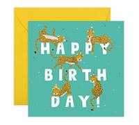 Central 23 - Carte anniversaire pour enfant - Cartes d'anniversaire garçon et fille - « Happy Birthday Letters Leopard » - Pour fils ou filles - Livrées avec des autocollants