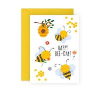 CENTRAL 23 Carte anniversaire pour fille et garçon - Happy Bee Day - Jolies cartes de vœux pour enfant - Cartes d'anniversaire jaune pour femme, tante, maman, grand-mère