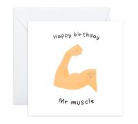 Central 23 Carte anniversaire pour lui - « Mr. Muscle » - Cadeaux pour homme, mari, petit ami, frère, frère, amateurs de gym, bébé, chéri, garçon - Livré avec des autocollants