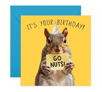 Central 23 Carte anniversaire - Squirrel Go Nuts Birthday - Pour célébrer avec une touche amusante et noisette - Pour maman papa frère soeur - Livré avec des autocollants