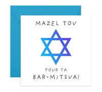 Central 23 Carte Bar Mitzvah Blue Milestone Célébration Joie Élégance Communauté Juive Stickers