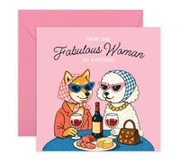 Central 23 Carte d'amitié amusante - « From One Fabulous Woman To Another » Chiens buvant du vin - Pour femmes, filles, amis, meilleures amies, meilleures amies, sœur, petite amie, autonomisation