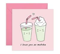 Central 23 Carte d'amour amusante - « I Love You So Matcha » - Carte romantique insolite pour mari, épouse, petit ami, petite amie, partenaire, fiancé - Anniversaire ou Saint-Valentin - Livré avec des