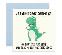 Central 23 Carte d'amour pour petit ami - Saint-Valentin dinosaure aux bras trop courts - Carte douce pour femme ou petite amie - Cadeau mignon « Je t'aime » pour elle - Avec autocollants inclus