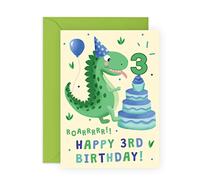 Central 23 - Carte d'anniversaire 3 ans - dinosaure - Carte d'anniversaire pour garcon - Carte d'anniversaire pour fils, neveu, petit-fils - Cadeau de troisième anniversaire pour lui
