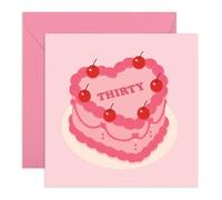 Central 23 Carte d'anniversaire 30 ans - 30 ans - Cœur rose avec cerises - Jolie carte de célébration pour femme, sœur, amie, fille - Livré avec autocollants