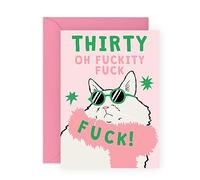 CENTRAL 23 Carte d'anniversaire 30 ans pour femme - Chat de trente Fu*ck - Carte de vœux d'anniversaire pour épouse - Cartes d'anniversaire pour trentième anniversaire pour amies - fille, sœur, nièce