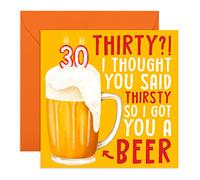 Central 23 - Carte d'anniversaire 30 ans - « Thirty Thirsty Beer » - Joyeux anniversaire amusant pour fils, frère, lui - Thirty - Livré avec des autocollants