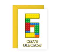 Central 23 Carte d'anniversaire 6 ans - 6 blocs de construction - Cartes de 6 ans pour enfant - Cartes d'anniversaire - Bloc de construction - Cadeaux pour garçons, petit-fils, neveu - Livré avec