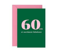 Central 23 Carte d'anniversaire 60 ans pour grand-mère, tante, maman - Soixante et putain de fabuleux - Cadeau pour un soixantième anniversaire pour femme - Design minimaliste et moderne vert