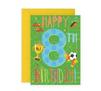 Central 23 Carte d'anniversaire 8 ans pour garçons - Cartes d'anniversaire de football - Cadeaux pour petit-fils, filleule, neveu - Huitième anniversaire - Livré avec des autocollants amusants