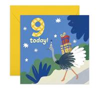 Central 23 Carte d'anniversaire 9 ans pour enfants, garçons, filles, fils, fille, neveu, nièce, petit-fils, petite-fille - Carte d'animaux avec cadeaux - Livré avec autocollants