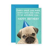 Central 23 Carte d'anniversaire amusante en forme de carlin - Cadeau pour maman et papa - Encre végétalienne - Livrée avec des autocollants amusants - Fabriquée au Royaume-Uni