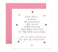 Central 23 - Carte d'anniversaire amusante pour 6 mois - Jolie carte de six mois pour lui, son petit ami, sa petite amie - Carte romantique pour couple homme femme - Livrée avec de jolis autocollants