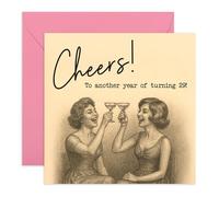 CENTRAL 23 Carte d'anniversaire amusante pour elle - « Cheers to Another Year of Turning 29 » Drinking - Carte de vœux pour amie, sœur, collègue, copain de travail, besties, meilleure amie - Avec