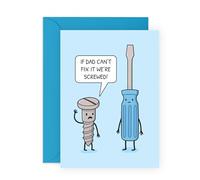Central 23 Carte d'anniversaire amusante pour papa - « If Dad Can't Fix It We're Screweed » - Carte de vœux humoristique pour papa - Cadeau pour lui - Livré avec des autocollants
