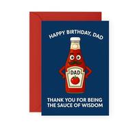 CENTRAL 23 Carte d'anniversaire amusante pour papa - « Thank You for Being the Sauce of Wisdom » - Cadeaux insolites pour homme, père, beau-père, oncle, cartes de vœux au ketchup à la tomate - Livré