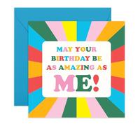 CENTRAL 23 Carte d'anniversaire amusante - Texte rétro coloré - May Your Day Be As Amazing As Me - Humour sarcastique pour amis, famille, femmes, garçons et filles - Arc-en-ciel vif - Livré avec des