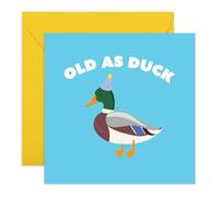CENTRAL 23 Carte d'anniversaire canard - « Old As Duck » - Jeu de mots humoristique pour amis, lui, elle, collègues, âge moyen, oncle, tante, frère, sœur - Livré avec des autocollants amusants