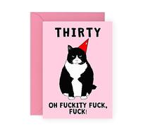 CENTRAL 23 Carte d'anniversaire de 30 ans pour homme et femme - Trente chat grincheux - Carte de vœux d'anniversaire pour femme, mari, carte d'anniversaire pour trentième anniversaire pour hommes,