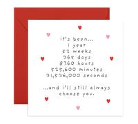 CENTRAL 23 Carte d'anniversaire de mariage 1 an pour mari, épouse, partenaire - Cadeau pour couple, homme, femme - Jolies cartes de vœux pour couple - Livré avec de jolis autocollants