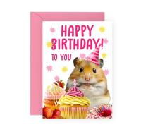 Central 23 Carte d'anniversaire hamster - Jolies cartes d'anniversaire pour homme et femme - Cartes de vœux d'anniversaire pour sœur, nièce, maman, tante, grand-mère - Cartes d'animaux - Livré avec