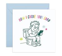 Central 23 Carte d'anniversaire humoristique pour femme - « How I Chose Your Card » Humour Toilettes Cartoon Man On Loo - Carte humoristique pour ami, frère, papa, maman - Livré avec des autocollants
