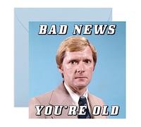 Central 23 - Carte d'anniversaire humoristique rétro pour lui - « Bad News You're Old » - Cartes d'anniversaire pour papa, oncle, grand-père, frère, mari - Livré avec autocollants