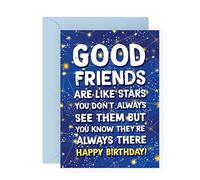 CENTRAL 23 Carte d'anniversaire pour ami - Carte pour meilleure amie - Inscription « Good Friends Are Like Stars » - Cadeau pour meilleur ami pour homme et femme - Livré avec des autocollants amusants