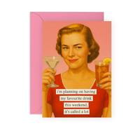Central 23 Carte d'anniversaire pour amis - « I'm Planning On Having My Favourite Drink This Weekend It's Called A Lots » - Humour rétro vintage avec autocollants