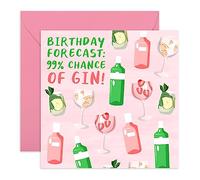 Central 23 - Carte d'anniversaire pour elle - « 99% Chance of Gin » - drôle et joyeux anniversaire pour femme - pour les amis - épouse, maman, sœur - Livré avec des autocollants.