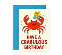 CENTRAL 23 Carte d'anniversaire pour enfants - « Have a Crabulous Birthday » - Joli crabe rouge - Carte de vœux pour amis, enfants, petit-fils, petite-fille, nièce, neveu, garçons, filles - Livré avec