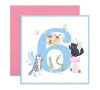 CENTRAL 23 Carte d'anniversaire pour fille - 6e anniversaire - Chat féerique 6 ans - Animaux mignons - Carte d'anniversaire pour enfants - Cadeau de 6 ans pour petite nièce et petite-fille - Livré