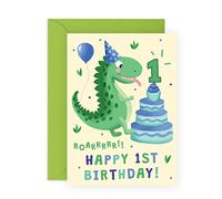 Central 23 - Carte d'anniversaire pour garcon - Carte d'anniversaire dinosaure - 1 an - Cadeau de premier anniversaire pour enfants - Son petit-fils, neveu - Livrée avec des autocollants amusants
