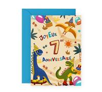 Central 23 Carte d'anniversaire pour garçon de 7 ans - Trésor du bateau pirate - Septième anniversaire - Cadeaux pour fils, petit-fils et frère - 7 ans - Livré avec des autocollants