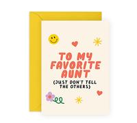 CENTRAL 23 Carte d'anniversaire pour tante - Carte d'anniversaire amusante pour tante - Forme de neveu ou nièce - « My Favorite Auntie » - Livrée avec des autocollants amusants - Fabriquée au Royaume-Uni