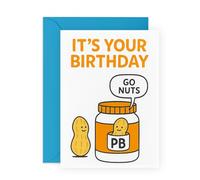 CENTRAL 23 Carte d'anniversaire sur le thème du beurre de cacahuète pour lui et elle - « Go Nuts » - Jolie carte de vœux pour femme, homme, fils, fille, neveu, nièce, collègues - Livré avec des