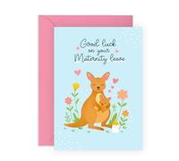 CENTRAL 23 Carte de bonne chance - Congé de maternité Best of Luck - Kangourou Wishing You Well Greetings for Colleague Colleger Parent New Mom Mother - Livré avec autocollants
