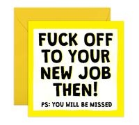Central 23 Carte de départ amusante pour collègue - « Fuck Off To Your New Job » - Carte de chance pour collègue - Carte d'adieu - Livré avec des autocollants amusants