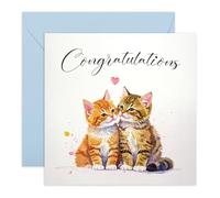 CENTRAL 23 Carte de félicitations - Chatons aquarelle - Pour amoureux des chats, épouse, mari, petite amie, petit ami, fiançailles, mariage, nouvelle maison, remise de diplôme, art animal mignon