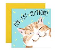Central 23 - Carte de félicitations pour elle - « Con-Cat-Ulations » - Carte « Well Done » - Célébration - Chats - Livré avec autocollants