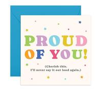 CENTRAL 23 Carte de félicitations - Proud Of You Cherish This - For Mom Dad Son Daughter Friend - Graduation College Promotion - Motif étoiles pastel - Livré avec des autocollants
