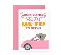 CENTRAL 23 Carte de félicitations - You're KOALIFIED To Drive! - Congrats On Passing Your Driving Test - Cartes de vœux koala pour fils et fille - Permis de conduire - Livré avec des autocollants